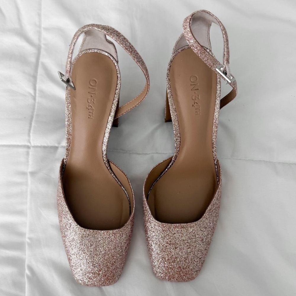 Women's Sparkle Strap Heels - Rose Gold